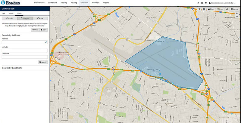Geofencing with Btracking